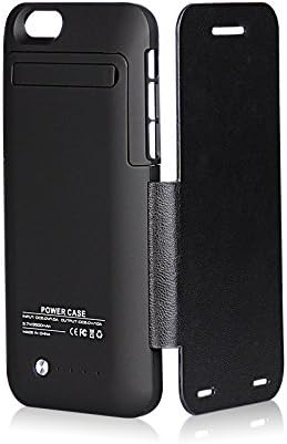Garas 3500mah Portable External Back Clamp Charger Case for Iphone 6 of 4.7 Inches with Plastic Protective Cases,flips Case, Black