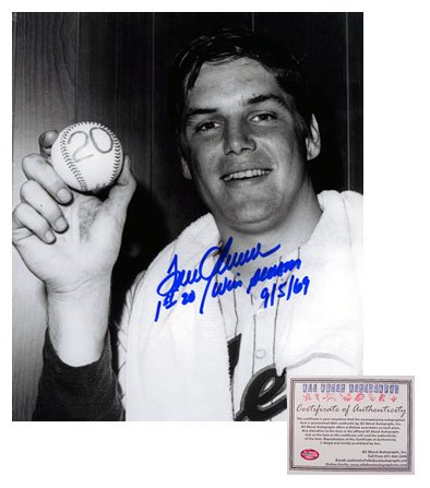 Tom Seaver New York Mets MLB Autographed Posing with 20 Win Ball 8 x 10 Photograph with 1st 20
