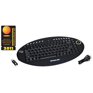IOGEAR 2.4 GHz Wireless On-Lap Keyboard with Optical Trackball and Scroll Wheel GKM581R (Black)