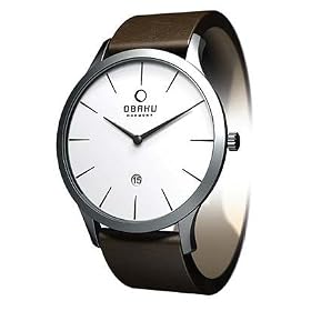 Obaku By Ingersoll Gents Silver Dial Brown Leather Strap Watch