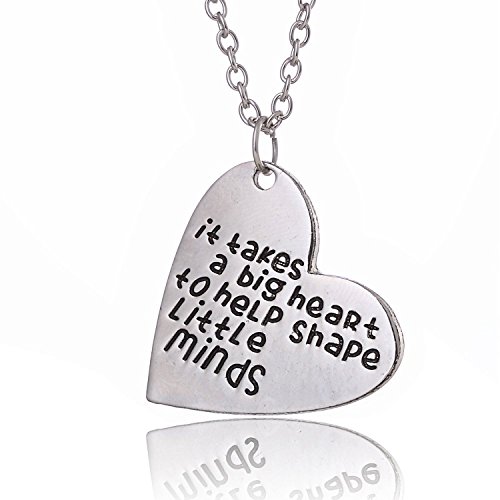 ALoveSoul Teacher Gift It Takes A Big Heart To Help Shape Little Minds Heart shaped Pendant Necklace