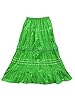 Womans Maxi Skirts Solid Green Lace Tiered Gypsy / Bohemian Full Long Cotton Skirt