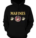 United States Marine Corps Mens Marines Sweatshirt, USMC Portal Emblem Pullover Hoodie