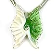 Handmade Murano Glass Pendant - Butterfly Green/white
