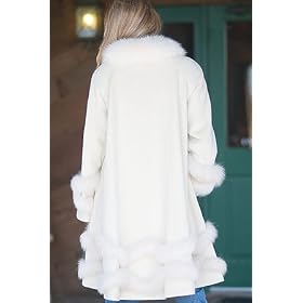 Ladies Cashmere Blend 3 4 Coat with Fox Trim by Overland Sheepskin Co