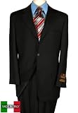 Italian Valenti 150s Worsted Wool Canvas Chest Mens Suits Complete Suit Jacket and Pants Jet Black Year Round Use