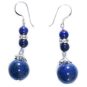 Boucles d'oreilles de Lapis Lazuli en perle sur Argent 925