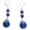 Boucles d'oreilles de Lapis Lazuli en perle sur Argent 925