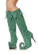 Christmas 3.5 Inch Faux Suede Elf Knee-Boot With Full Inside Zipper And Jingle Bell At Toe