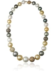 Diamond and South Sea Pearl 18k Two Tone Gold Necklace