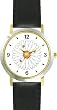 Three Lady Bugs on Daisy Flower (Lady Bug or Lady Bird) - Ladybug - JP Animal - WATCHBUDDY&reg; DELUXE TWO-TONE THEME WATCH - Arabic Numbers - Black Leather Strap-Size-Women's Size-Small