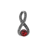 Sterling Silver Garnet CZ and Marcasite Infinity Pendant
