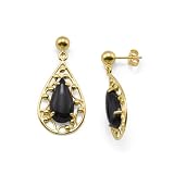 Black Coral Earrings in 14K Yellow Gold