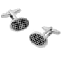 Men's Oval Grid Cuff Link by Enrico Pardini - Black/White in Silver Rhodium