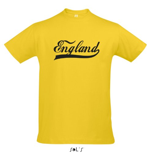 T-Shirt England Oldschool LÄNDERSHIRT EM / WM FAN Trikot S-XXL , Gold – schwarz , S