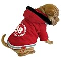 Hundemantel Football rot - Top Qualit�t mit Reflektionsstreifen - federleicht - flauschig gef�ttert - wasserabweisend - Kapuze abnehmbar - Dogs Stars