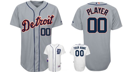 Personalized Detroit Tigers Authentic MLB Jerseys ANY NAME/NO# GREY Cool Base Jersey (ALL are Sewn On, Ship By DHL) (56/XXXL)