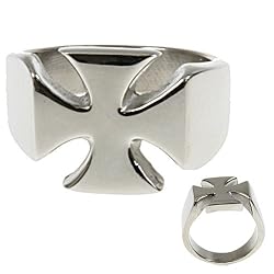 316L CASTING STAINLESS STEEL IRON CROSS RING 15MM WIDTH