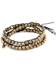 M. Cohen Handmade Designs Large Brass Beads on Colored Waxed Cord Triple Wrap Bracelet