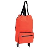 Maxam® Black Folding Shopping Bag with Retractable Wheels
