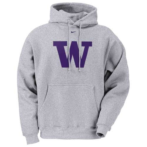 Nike Washington Huskies Ash College Classic Logo Hoody Sweatshirt