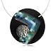 Handmade Round Kiln-fused Glass and Silver Pendant Necklace with Silver Omega Chain - Blue Point Pix