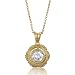 14K Gold Over Silver Vermeil Round CZ Solitaire Pendant Necklace image 4