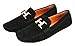 Fulinken Mens Leather Slip-on Casual Buckle Loafer Driving Mens Car Shoes Moc Shoes (12 D(M) US, Black-gold H)