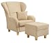 Ohrensessel-Set Lana, Landhausflair, klassisch aktuell, Ohrensessel inkl.Hocker, Strukturstoff beige