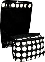 Black and White Polka Dot Roll Up Cosmetic Jewelry Travel Bag--Will Hold Lots of Items