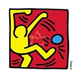 (20x20) Keith Haring Untitled Pele Poster 1988 One Yellow Kicker Art Print Poster