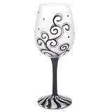 Black Frosted Swirl Hand Painted Wine Glass - 16 oz