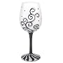 Black Frosted Swirl Hand Painted Wine Glass - 16 oz