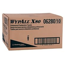 Kimberly-Clark Wypall X80 Hydroknit Foodservice Towel, 23-25/64" Length x 12-1/2" Width, White with Blue Stripe (Case of 150 Towels)