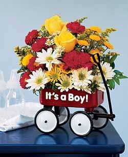 Baby's First Wagon Flower Arrangement, Boy-Deluxe