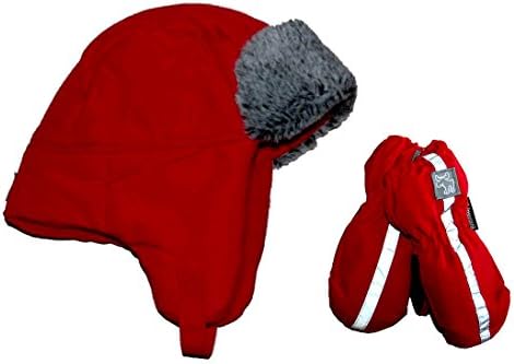 Toddlers Winter Hat and Gloves Snow & Water Proof (RED)