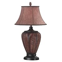 Kenroy Homes Bali Table Lamp with Russet Bronze Finish and a Cinnamon Faux Shade