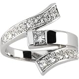14k White Gold Created Moissanite Ring 3/4ct - Size 6 - JewelryWeb