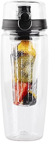 Fruit Infuser Water Bottle | Large 32 Oz | Durable Flip-Top Infusion Travel Tumbler With Carry Handle & Drinking Spout - Leak Proof & BPA Free - Create Your Own Natural Flavored Fruit Infused Water - High Grade Tritan