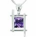 1.50 Carats Princess Cut Genuine Amethyst Sterling Silver Pendant Necklace
