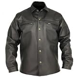 MEN'S STYLISH LEATHER SHIRT COW HIDE COAT BLACK