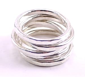 Hanfords of London Set of 5 Handmade 925 Sterling Silver Stacking Rings (Size 9).