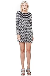 Polyester Chevron Print Zig Zag Scoop Neck Long Sleeves Fall Sequined Party Dress/Mini Dress 