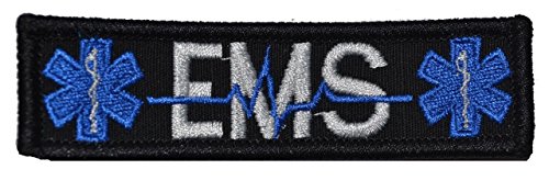 Nametape, EMS Star of Life 1x3.75 Military Patch / Morale Patch - Black