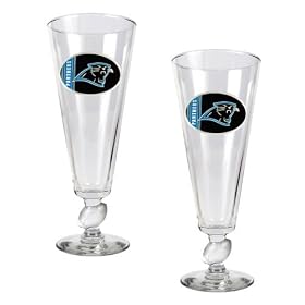 Carolina Panthers NFL 2pc Pilsner Glass Set with Football on stem - Oval Logo by