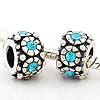 Andante-Stones 925 Silber Bead mit 5 cyan Glaskristallsteinen Element Kugel f�r European Beads + Organzas�ckchen