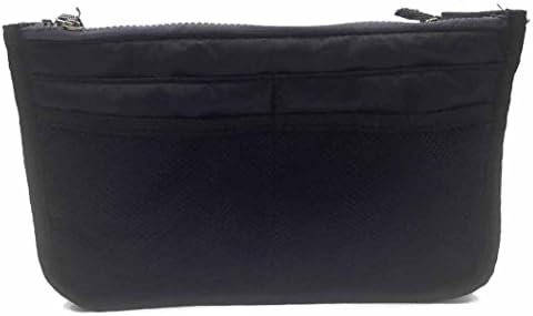 Hibelief Nylon Handbags Makeup Bags Storage Wash Beauty Case Vanity Bags (black)