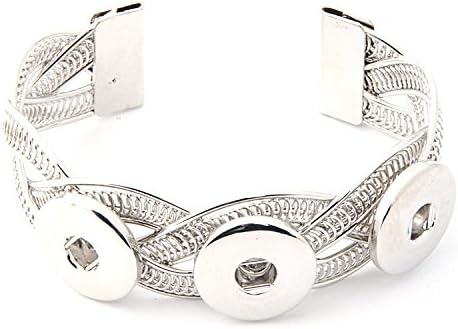 Ginooars 3-Snaps Round Snap Clasp Bracelet Fit DIY 18mm Button Charms Pack of 2pcs