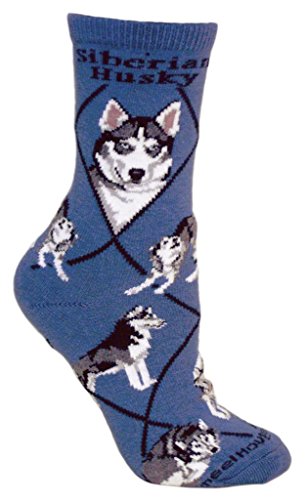 Siberian Husky Dog Blue Cotton Ladies Socks