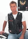 Diamond Plate Mens Leather Biker Vest w/ Patches XXXXL (54-56)